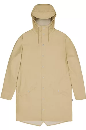 Rains Men Waterproof Jackets - Men's Waterproof Long Jacket - Beige - Size Small - Beige - Size Small