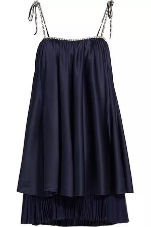 Cinq A Sept Women Mini Dresses - Women's Aimes Silk Embellished Shift Minidress - Navy - Size 00 - Navy - Size 00