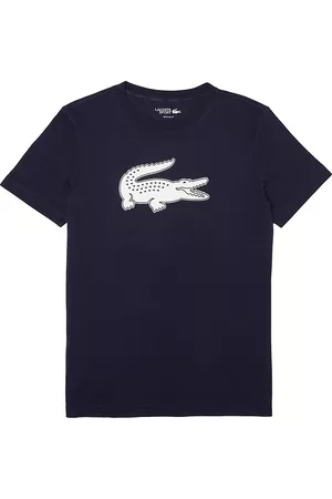 Lacoste Men Short Sleeved T-Shirts - Men's Contrast Logo-Print T-Shirt - Marine - Size Large - Marine - Size Large