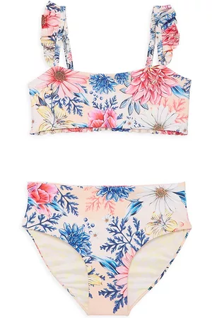 Agua Bendita Girls Bikinis - Little Girl's & Girl's Sky Floral Bikini - Multi Color - Size 12 - Multi Color - Size 12