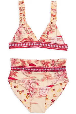 Agua Bendita Girls Bikinis - Little Girl's & Girl's Zhanna Tropical Bikini - Red - Size 8 - Red - Size 8