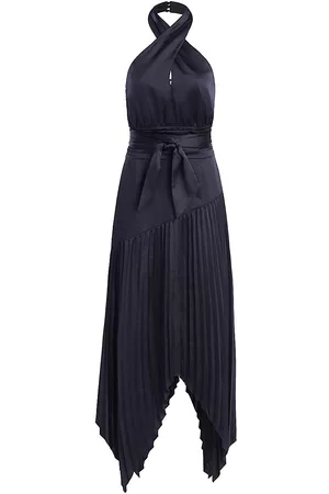 AMUR Women Halter Neck Dresses - Women's Dixon Satin Halter Dress - Navy - Size 0 - Navy - Size 0