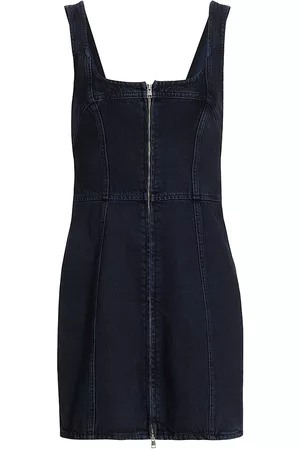 Frame Women Mini Dresses - Women's Zip-Front Denim Bustier Minidress - Supermoon - Size XS - Supermoon - Size XS