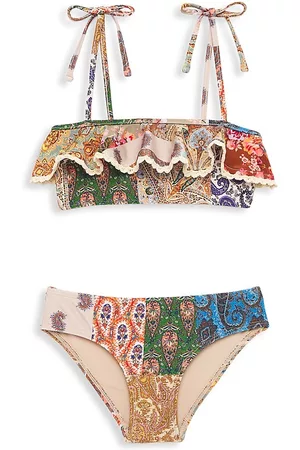 ZIMMERMANN Girls Bikinis - Little Girl's & Girl's 2-Piece Devi Crochet Frill Bikini - Patch Paisley - Size 2 - Patch Paisley - Size 2