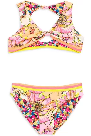 Agua Bendita Girls Bikinis - Little Girl's & Girl's Sabrina Floral Reversible Bikini - Multi Color - Size 12 - Multi Color - Size 12