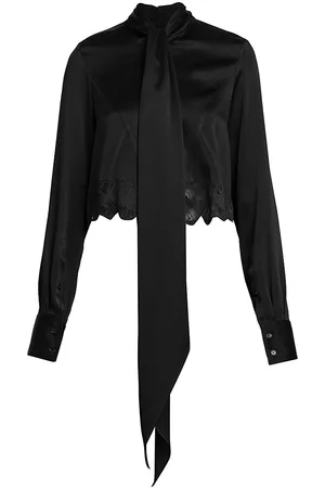 Stella McCartney Women Lace-up Tops - Women's Lace-Trim Shirt - Black - Size 8 - Black - Size 8