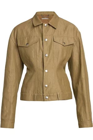 Stella McCartney Women Denim Jackets - Women's Waisted Buttoned Jacket - Olive - Size 2 - Olive - Size 2