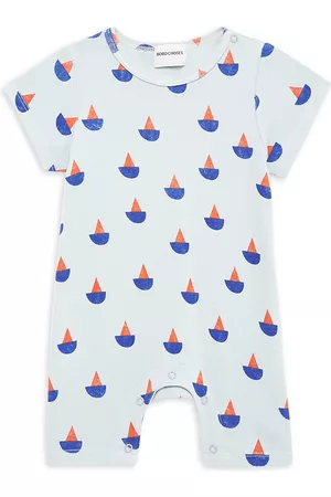 Bobo Choses Short sleeve Playsuits - Baby Girl's Sail Boat Print Playsuit - Blue - Size 18 Months - Blue - Size 18 Months