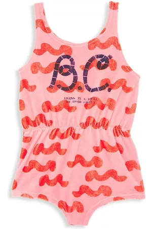 Bobo Choses Girls Playsuits & Rompers - Little Girl's & Girl's Waves All Over Terry Playsuit - Pink - Size 4 - Pink - Size 4