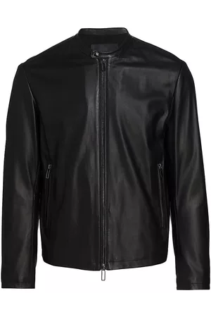 Emporio Armani Men Leather Jackets - Men's Leather Moto Jacket - Black - Size 42 - Black - Size 42