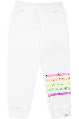 Worthy Threads Sweatpants - Little Kid's & Kid's Stripe Cotton-Blend Joggers - White - Size 2 - White - Size 2