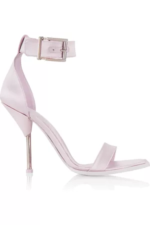 Alexander McQueen Women Heeled Sandals - Women's Satin High-Heel Sandals - Porcelain Silver - Size 8 - Porcelain Silver - Size 8