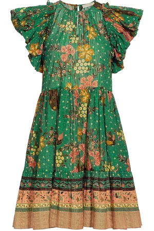ULLA JOHNSON Women Puff Sleeve Dress - Women's Etta Puff-Sleeve Floral Mindress - Humming Bird - Size 0 - Humming Bird - Size 0