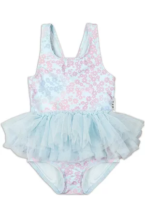 Huxbaby Baby Swimsuits - Baby Girl's,Little Girl's & Girl's Rainbow Flower Swimsuit - Sky - Size 3 Months - Sky - Size 3 Months