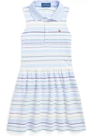 Ralph Lauren Baby Casual Dresses - Little Girl's & Girl's Striped Cotton Polo Dress - Baby Blue Multi - Size 4 - Baby Blue Multi - Size 4