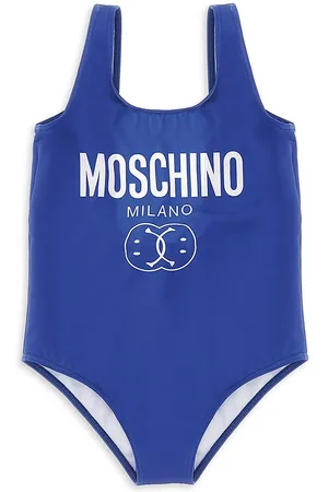 Moschino Girls Swimsuits - Little Girl's & Girl's Milano Logo One-Piece Swimsuit - Blue - Size 6 - Blue - Size 6