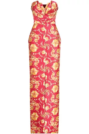 THEIA Women Printed Dresses - Women's Ariellah Strapless Floral Gown - Wild Dandelion - Size 2 - Wild Dandelion - Size 2