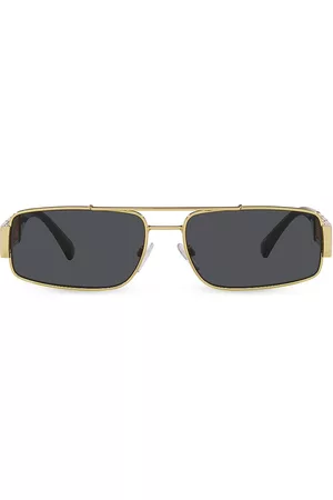 VERSACE Men Sunglasses - Men's 51MM Rectangular Greca Sunglasses - Black - Black