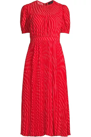 Toccin Women Midi Dresses - Women's Elyse Striped Pleated Midi-Dress - Size 6 - Size 6