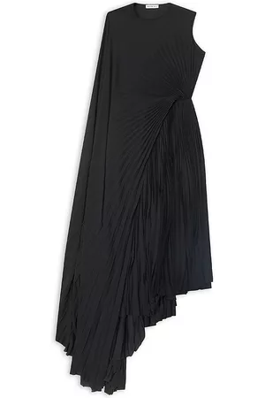 Balenciaga Women Asymmetrical Dresses - Women's Pleated Asymmetric Dress - Black - Size 4 - Black - Size 4