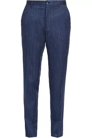 Etro Men Sports Pants - Men's Sport Wool Flat Front Pants - Blue - Size 36 - Blue - Size 36
