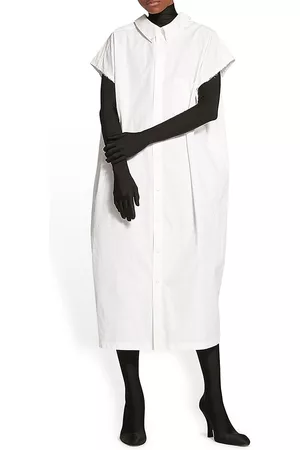 Balenciaga Women Casual Dresses - Women's Swing Collar Dress - White - Size 2 - White - Size 2