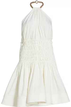 Proenza Schouler Women Ruched Dresses - Women's Ruched & Chain-Link Dress - White - Size 0 - White - Size 0