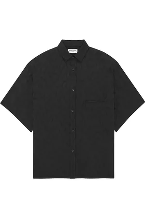 Saint Laurent Men Tops - Men's Oversize Shirt in Matte and Shiny Silk - Noir - Size 16 - Noir - Size 16