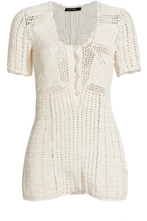 MAGALI PASCAL Women Playsuits & Rompers - Women's Pulau Cotton Knit Playsuit - Off White - Size Small - Off White - Size Small