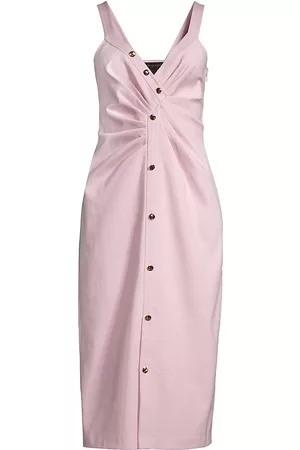 Donna Karan Women Ruched Dresses - Women's Ruched Button-Front Sheath Dress - Lavender - Size 16 - Lavender - Size 16
