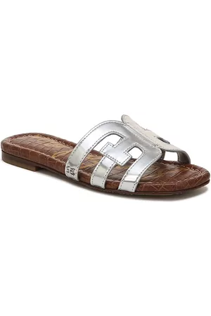 Sam Edelman Girls Slide Sandals - Little Girl's & Girl's Faux Metallic Leather Slide Sandals - Soft Silver - Size 11 (Child) - Soft Silver - Size 11 (Child)