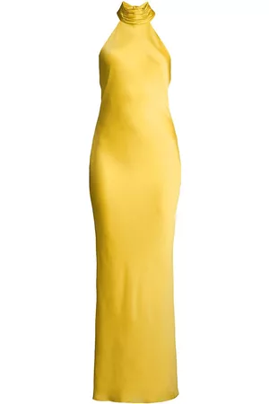 Ramy Brook Women Summer Dresses - Women's Tatiana High-Neck Satin Gown - Sun Kiss - Size 12 - Sun Kiss - Size 12