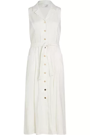 ELIE TAHARI Women Midi Dresses - Women's The Sabrina Sleeveless Midi-Dress - Sky White Linen - Size 8 - Sky White Linen - Size 8