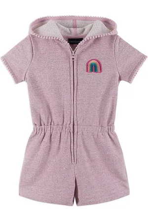 Andy & Evan Girls T-Shirts - Little Girl's Hooded Zip-Up Terry Romper - Pink - Size 6 - Pink - Size 6
