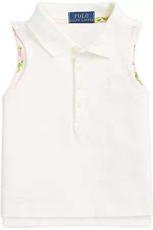 Ralph Lauren Girls Polo T-Shirts - Little Girl's & Girl's Sleeveless Polo - Deckwash White - Size 5 - Deckwash White - Size 5