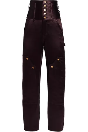 anOnlyChild Women Corsets - Women's May High-Waisted Corset Pants - Wine - Size 2 - Wine - Size 2