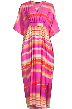 Natori Women Beach Dresses - Women's Nikko Striped Caftan - Fuschia - Size XL - Fuschia - Size XL