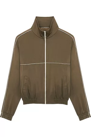 Saint Laurent Men Fleece Jackets - Men's Teddy Jacket In Crepe Satin - Green - Size 40 - Green - Size 40
