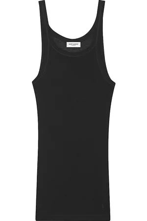 Saint Laurent Men Ribbed Tank Tops - Men's Cassandre Tank Top In Ribbed Jersey - Black - Size Small - Black - Size Small