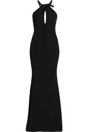 Marchesa Notte Women Halter Neck Dresses - Women's Cut-Out Halterneck Gown - Black - Size 4 - Black - Size 4