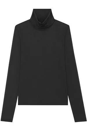 Saint Laurent Men Turtleneck Sweaters - Men's Cassandre Turtleneck Top In Silk Jersey - Black - Size Small - Black - Size Small