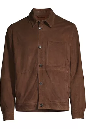 Baracuta Men Leather Jackets - Men's Suede Shirt Jacket - Chocolate - Size 48 - Chocolate - Size 48