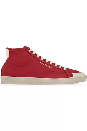 Saint Laurent Men Sports Shoes - Men's Court Classic SL 39 Midtop Sneakers In Nylon And Leather - Red - Size 6 - Red - Size 6