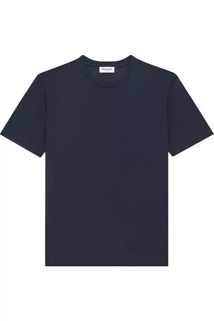 Saint Laurent Men T-Shirts - Men's Cassandre T-shirt In Wool And Silk - Blue - Size Small - Blue - Size Small