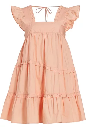 En Saison Women Mini Dresses - Women's Byblos Ruffled Shift Minidress - Tangerine - Size XS - Tangerine - Size XS