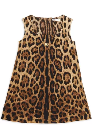 Dolce & Gabbana Girls Printed Dresses - Little Girl's & Girl's Leopard Print Sleeveless Dress - Brown Leopard - Size 4 - Brown Leopard - Size 4