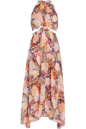 A.L.C. Women Printed Dresses - Women's Waverly Halterneck Printed Dress - Midnight Rose Multi - Size 00 - Midnight Rose Multi - Size 00