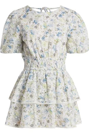 En Saison Women T-Shirts - Women's Eliza Floral Ruffled Romper - Olive Multi - Size XS - Olive Multi - Size XS