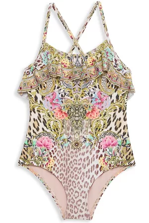 Camilla Girls Swimsuits - Little Girl's & Girl's Leopard Ruffle One-Piece Swimsuit - Size 10 - Size 10