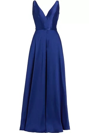 Vera Wang Bride Women Sleeveless Dresses - Women's Satin Sleeveless Gown - Deep Blue - Size 2 - Deep Blue - Size 2